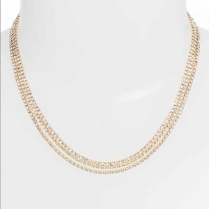 NWT CZ Gold Necklace three row chocker